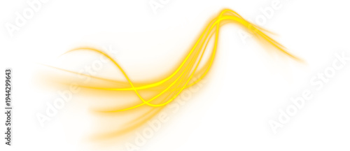 Bright spectrum lines curve across the composition like flowing energy streams. Small glowing dots drift beside them. The visual expresses motion and depth.