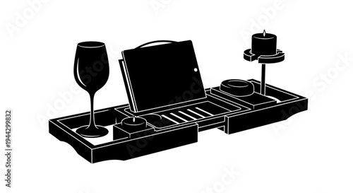 Luxury Bath Caddy with Wine Glass, Candles, and Tablet Holder for Relaxation