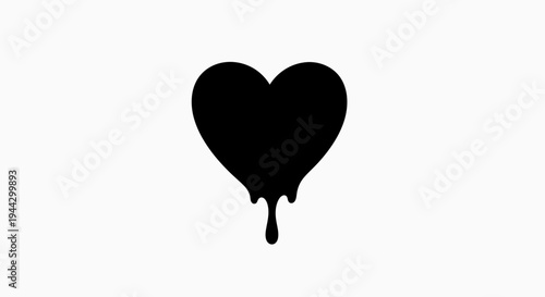 Melting Black Heart Dripping Symbol of Love Loss Sadness Grief and Pain
