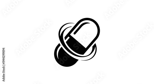 Medical Pill Icon with Swirls - Healthcare and Pharmaceutical Symbol