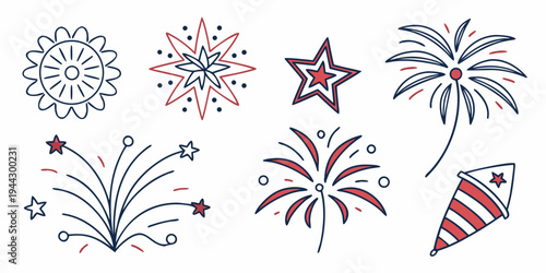 A vibrant collection of colorful fireworks and sparklers in various shapes and patterns