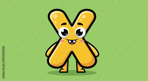 Cute Cartoon Letter X Character