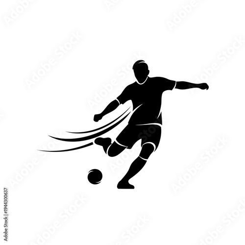 Soccer Player Kicking Ball With Motion Trails Silhouette