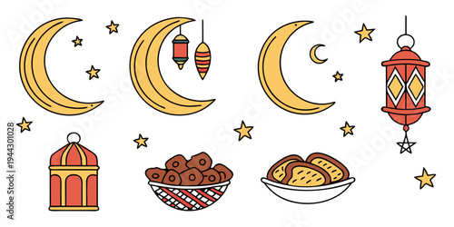 A delightful assortment of moon phases, stars, and traditional lanterns with sweets
