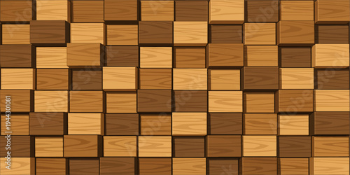 Wooden chessboard with seamless brown square pattern texture background