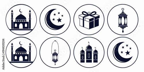 Assorted icons representing various religious symbols and places of worship