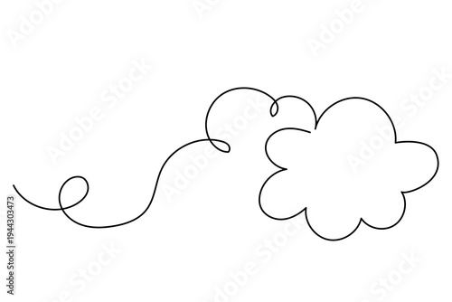 Line Art Abstract Cloud. Funny Cute Child Room Simple Artwork Symbol. Childish Outline Decorative Element. Birthday Greeting Card Simple Design. Astronomy School Lesson Icon.
