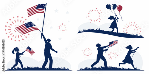 Diverse group of people marching with flags and balloons in a parade.