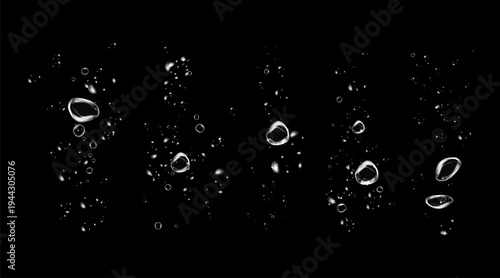 Transparent drops and soap bubbles create a vector texture for sea.