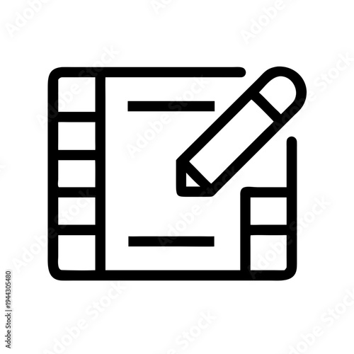 A pencil erasing text on a lined document icon isolated on white background, Vector