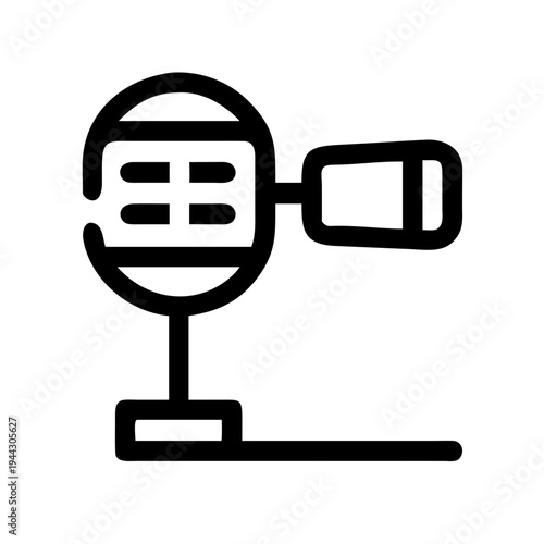 Microphone with attached camera for video recording setup isolated on white background, Vector