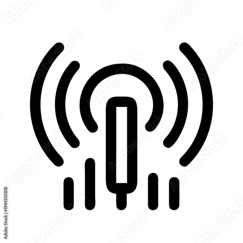 Wireless signal icon with radiating waves and antenna isolated on white background, Vector