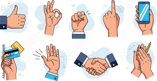 Hand gestures with business attire cuffs thumbs okay