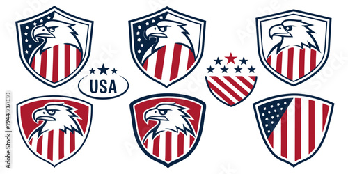 Six different variations of the united states soccer team crest and logo designs