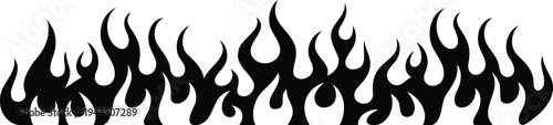 Fire Flame Silhouette Vector Illustration - Tribal Style Burning Border for Racing and Automotive Design