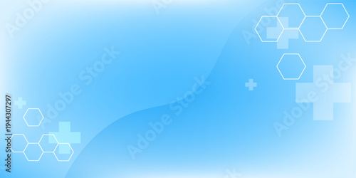Blue healthcare background with plus signs and molecules. Suitable for medical presentations, healthcare websites, or scientific research articles. Stock vector illustration.