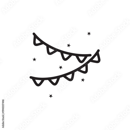 Festive decorations, tinsel line icon, editable stroke, vector outline high quality for UI.
