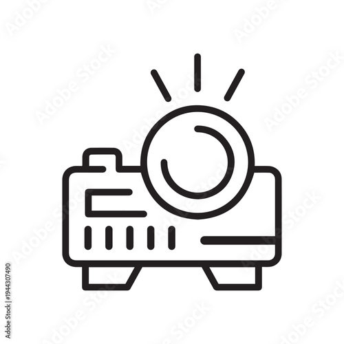 Movie projector icon outline vector. Cinema ticket. Event show
