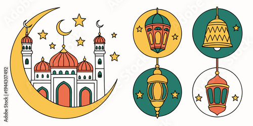 A collection of colorful icons representing various cultural symbols and traditions