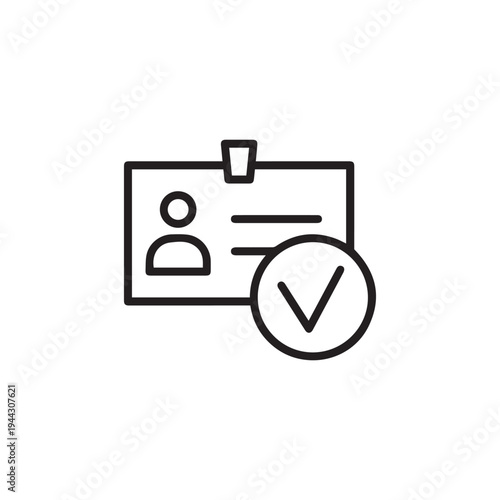 Identification card flat line icon. Document control, Identity card badge. Outline sign for mobile concept and web design, store
