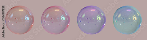 SEt of realistic glossy  rainbow ball.