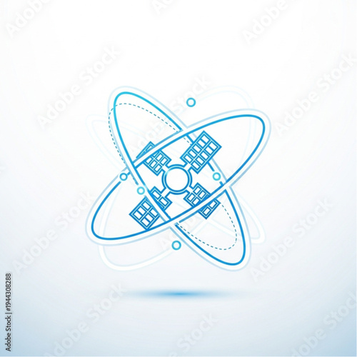 Atom Symbol with Circuit Board Elements Inside.