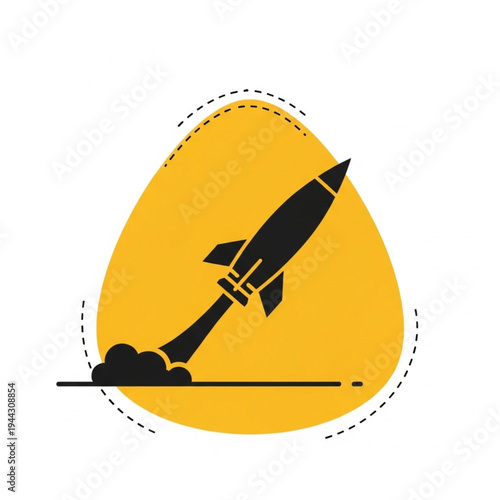 Black Rocket Launching into the Air.