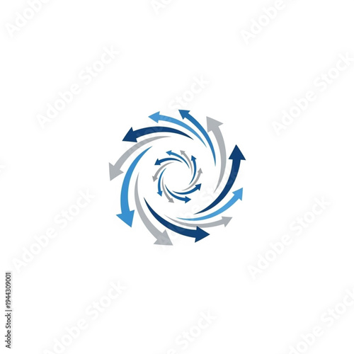 Blue and Grey Arrows Forming Spiral Shape.