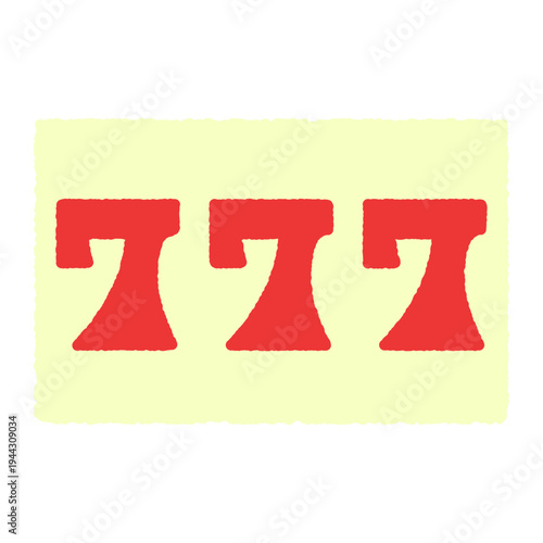 手書き風のシンプルアイコンイラスト　ルーレット　777