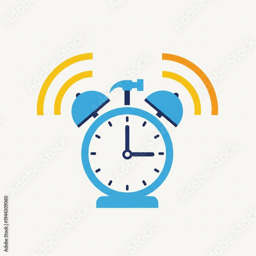 Blue Alarm Clock with Wireless Signal.