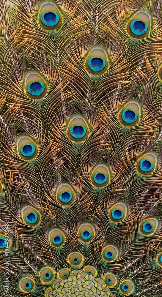 Obraz premium Vibrant Peacock Feathers Displayed Close Up.