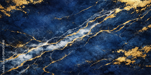 A luxurious marble background, featuring streaks of gold running through the dark blue stone, creating a lavish effect.