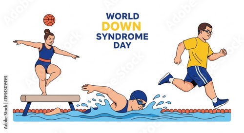 People with disabilities participating in sports on world down syndrome day promoting inclusion and awareness