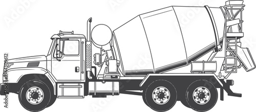Heavy construction vehicle and semi trailer truck transporting industrial freight cargo on the road for big delivery shipping