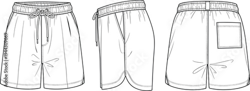 Technical of white shorts with elastic waistband and pocket drawstring