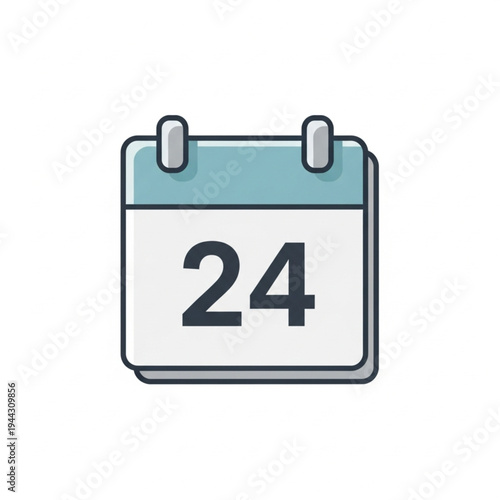 Calendar Icon with Date Twenty Four.