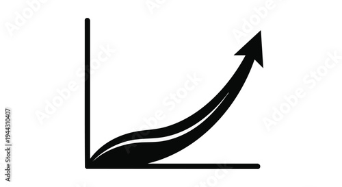Black vector growth chart icon with arrow