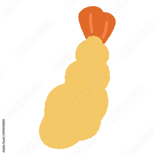 手書き風の単品アイコンイラスト　食べ物　エビフライ