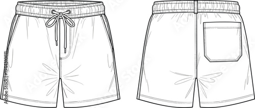 Of white shorts with elastic waistband and pocket drawstring
