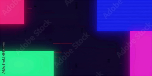 Abstract composition featuring a captivating arrangement of geometric shapes in vibrant hues, creating a visually striking digital display.