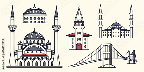 A collection of various architectural landmarks and structures from around the world