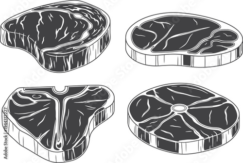 A collection of vector illustrations featuring a sweet chocolate cake set and heart shaped gem jewelry decorations designed as an artistic dessert set