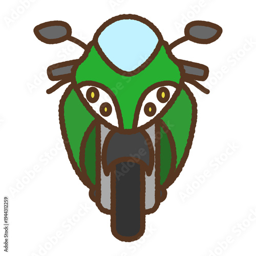 手書き風のアイコン　正面のオートバイ