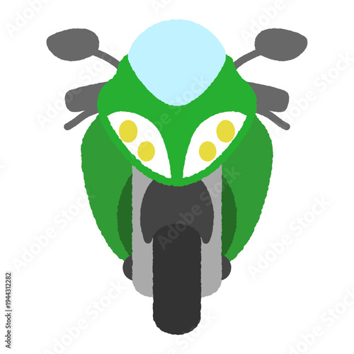 手書き風のアイコン　正面のオートバイ