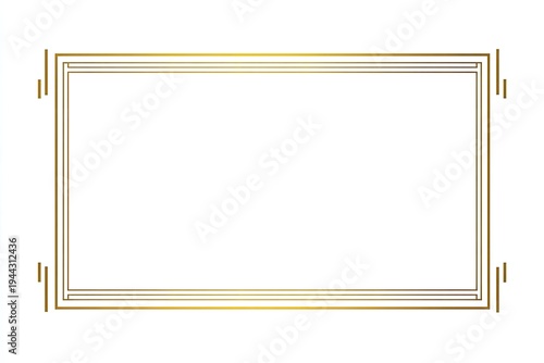 Elegant rectangular gold frame with Art Deco accents on a white background