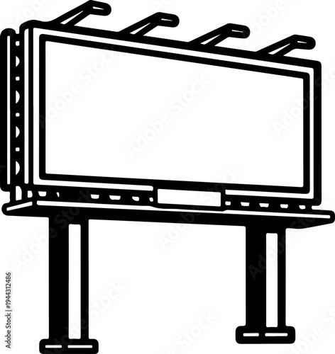 Empty roadside billboard frame silhouette vector illustration