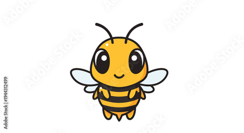 Cute Bee Vector Illustration, Cartoon Style Graphic, Nature Concept, Isolated Design