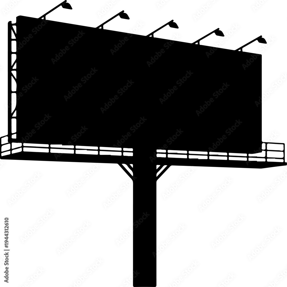 Obraz premium Empty roadside billboard frame silhouette vector illustration