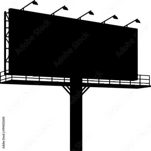 Empty roadside billboard frame silhouette vector illustration