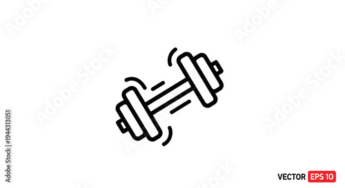 Dumbbell Icon Vector, Fitness Equipment Symbol, Gym Workout Weight, Strength Training